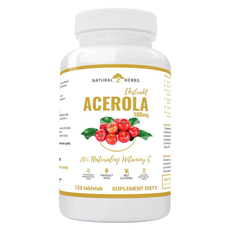 Acerola Ekstrakt 500 mg Naturalna witamina C Alto Pharma - 120 tabletek