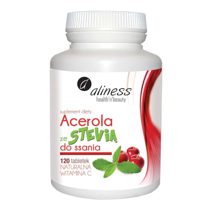 Acerola ze Stevią do ssania Aliness – Naturalna Witamina C – 120 tabletek