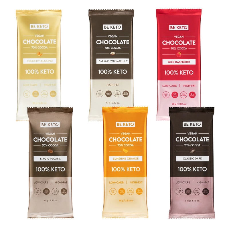 Wegańska Keto Czekolada z Olejem MCT BeKeto - Różne smaki 80 g (Smak: ciemna-klasyczna)