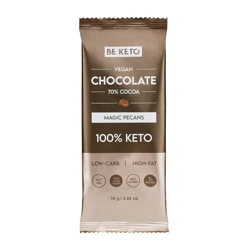 Wegańska Keto Czekolada z Olejem MCT BeKeto - Różne smaki 80 g (Smak: orzech-pekan)