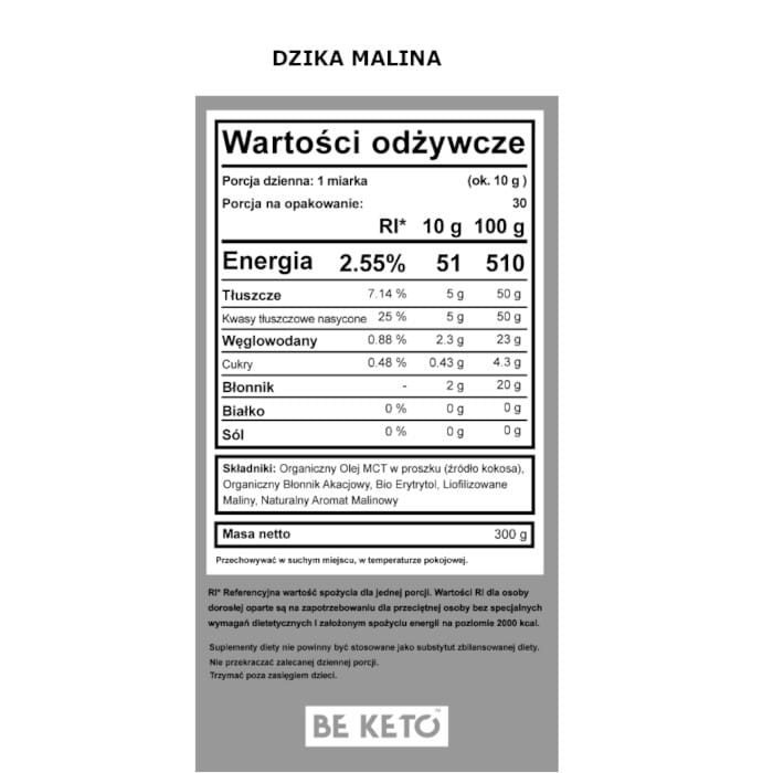 Olej MCT BeKeto w proszku 300 g - Różne smaki (Smak: kokos-biala-czekolada)