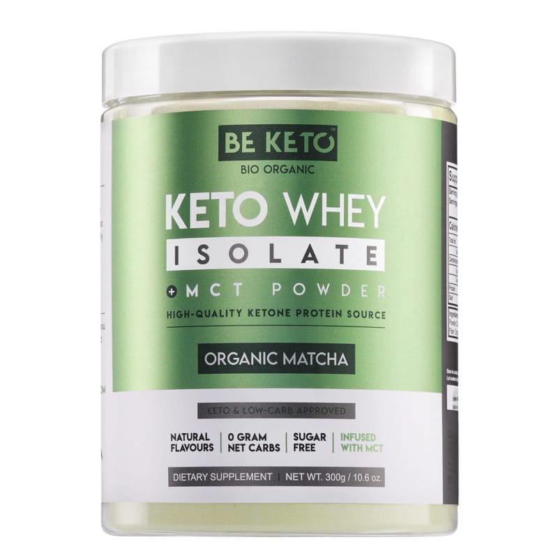 Keto Izolat Białka z olejem MCT BeKeto 300 g - Różne smaki (Smak: organiczna-matcha)