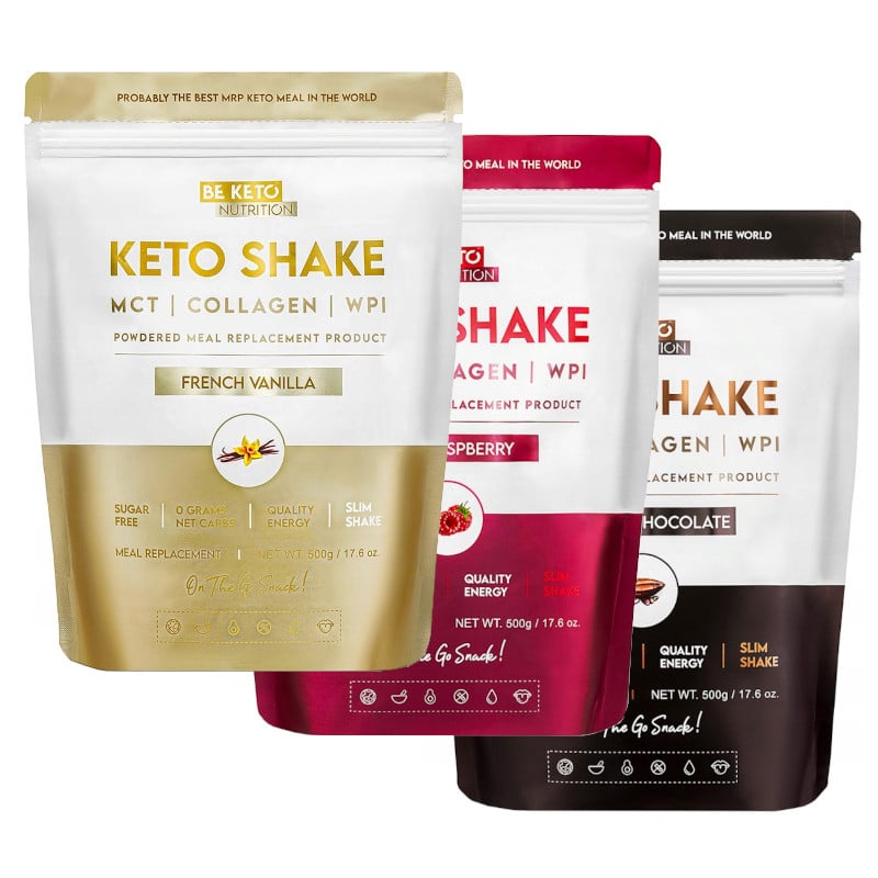 Keto Shake Wzbogacony Olejem MCT oraz Izolatem Białka BeKeto - Różne Smaki 500 g (Smak: naturalna-czekolada)