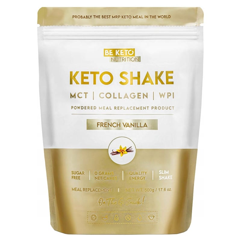Keto Shake Wzbogacony Olejem MCT oraz Izolatem Białka BeKeto - Różne Smaki 500 g (Smak: naturalna-czekolada)