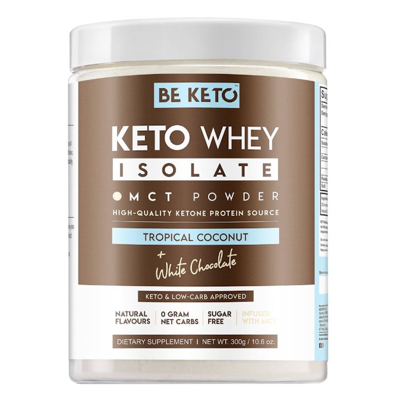 Keto Izolat Białka z olejem MCT BeKeto 300 g - Różne smaki (Smak: kokos-biala-czekolada)