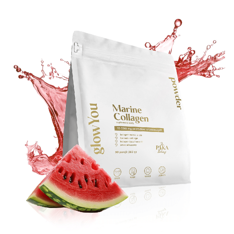 Kolagen morski glowYou Paka Natury - 10 000 mg - 30 porcji do picia o smaku Mango, Arbuz i Cytryna (Smak: arbuz)
