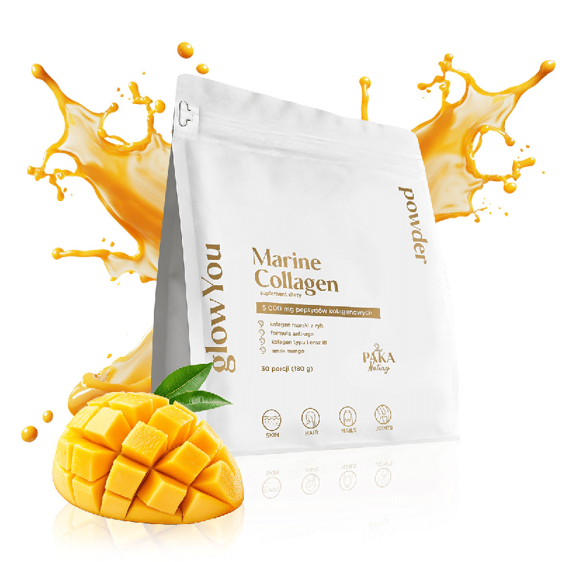 Kolagen morski glowYou Paka Natury - 5 000 mg - Mango, Arbuz i Cytryna - 30 porcji do picia (Smak: cytryna)