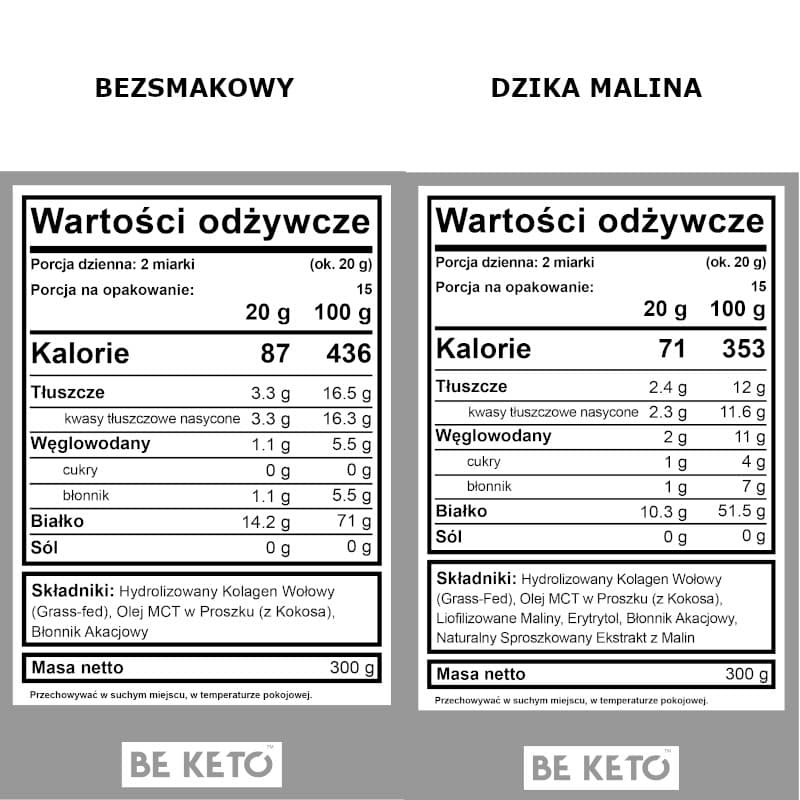 Kolagen z olejem MCT BeKeto w proszku 300 g - Różne smaki (Smak: swieza-truskawka)