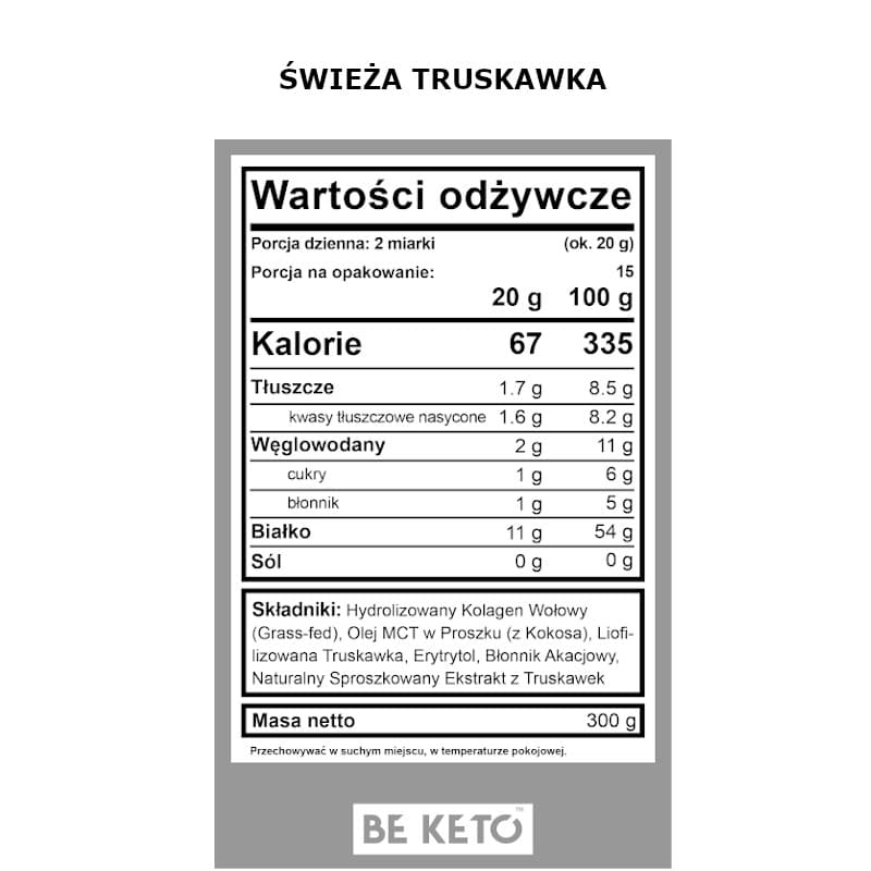 Kolagen z olejem MCT BeKeto w proszku 300 g - Różne smaki (Smak: organiczna-matcha)