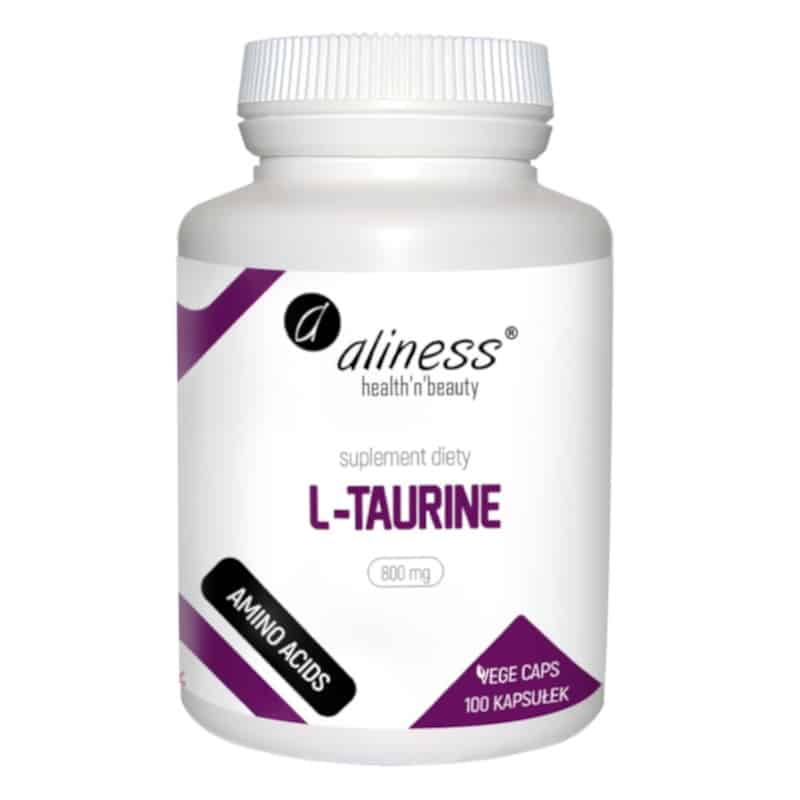 L-TAURINE 800 mg Aliness - Wsparcie mózgu, serca i mięśni - 100 kapsułek