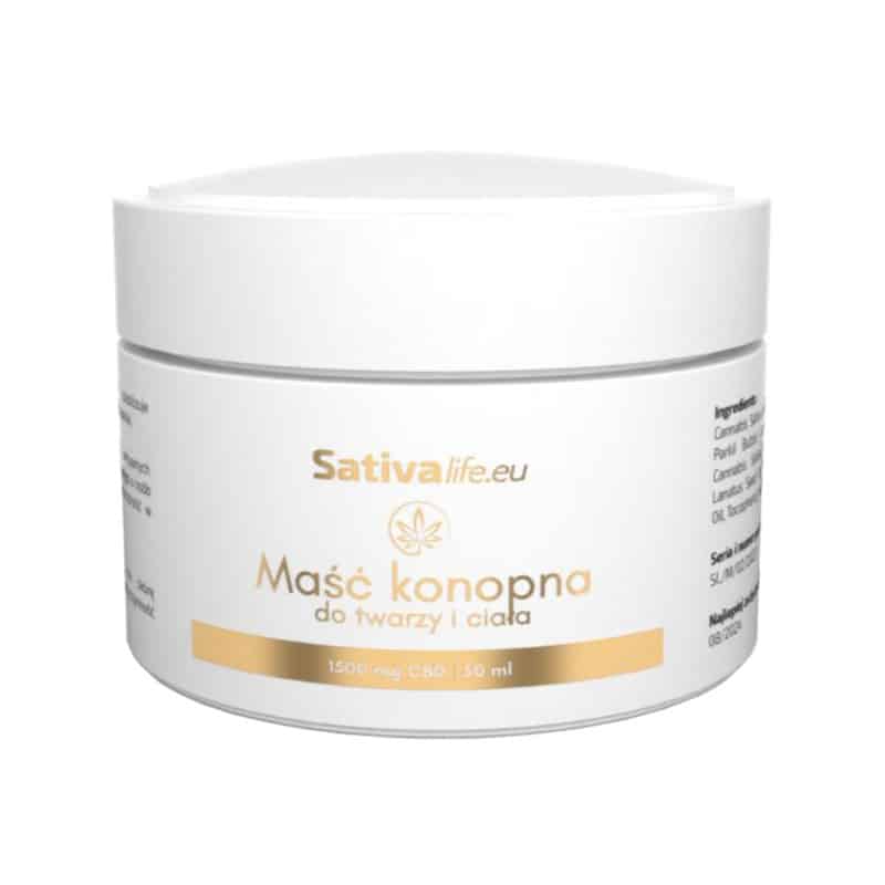 Maść Konopna 1500 mg CBD Sativa Life - Do twarzy i ciała - 50ml, 150ml (Pojemnosc: 150-ml)