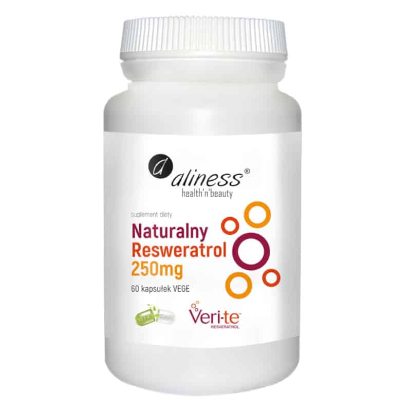 Naturalny Resweratrol 250 mg Aliness - Wspomaga układ krążenia - 60 kapsułek