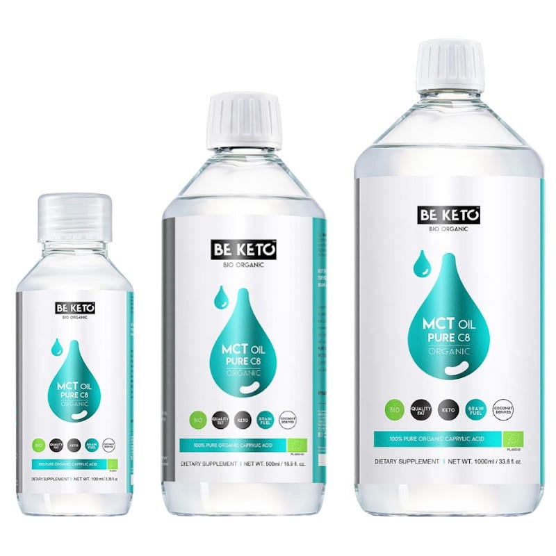 Olej MCT 100% C8 BeKeto - Podstawa diety ketogenicznej - 100, 500 lub 1000 ml (Pojemnosc: 500-ml)