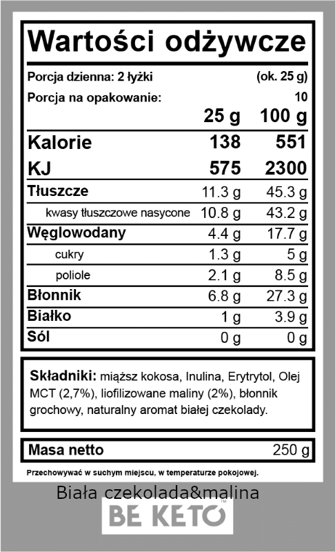 Keto Krem z Olejem MCT BeKeto - Różne Smaki 250 g (Smak: migdal-wanilia)