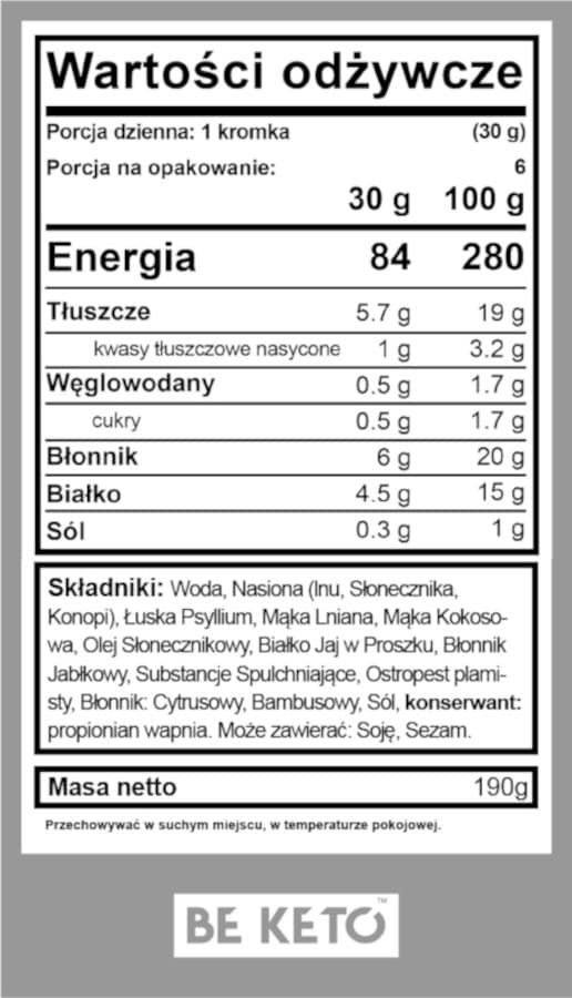 Keto Chleb Bezglutenowy BeKeto - Smak tradycyjnego pieczywa - 190 g