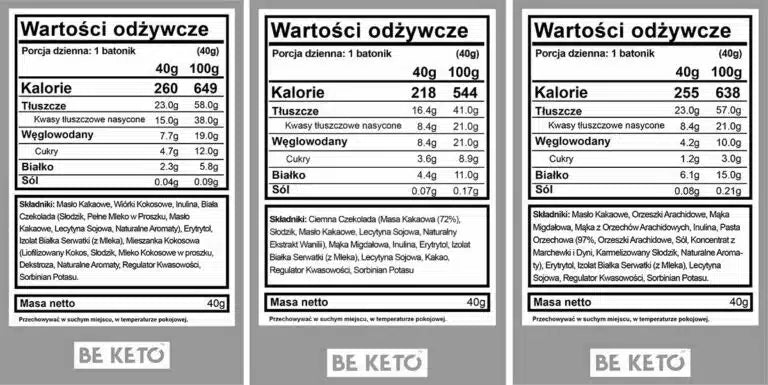 Zestaw Keto Batonów Mix smaków BeKeto – Idealny na szybką energiczną przekąskę – 9 x 40 g