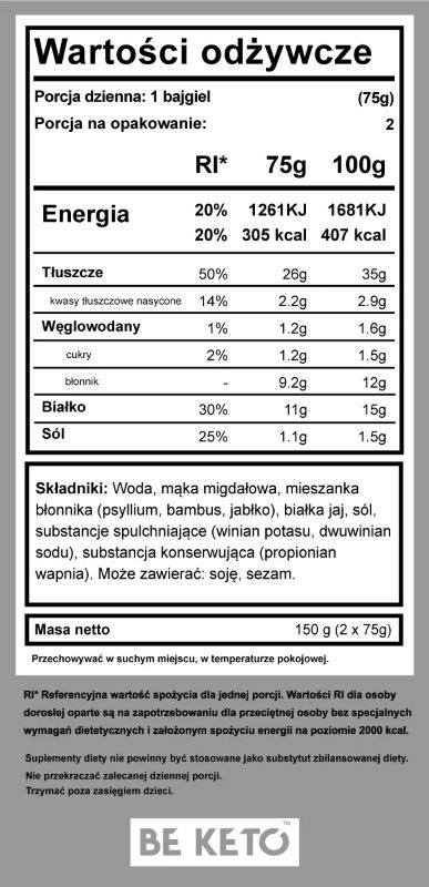 Keto Bajgle BeKeto - Bezglutenowe i wysokobiałkowe pieczywo - 150 g