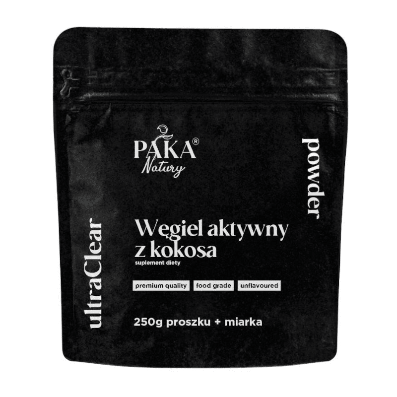 Węgiel aktywny z kokosa Paka Natury - Poprawia komfort trawienny - 250g w proszku