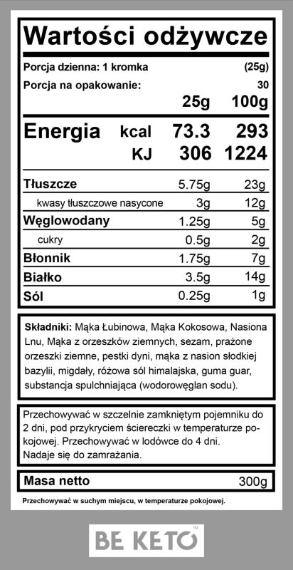 Keto Chleb BeKeto - Mieszanka do wypieków do samodzielnego przygotowania - 300 g