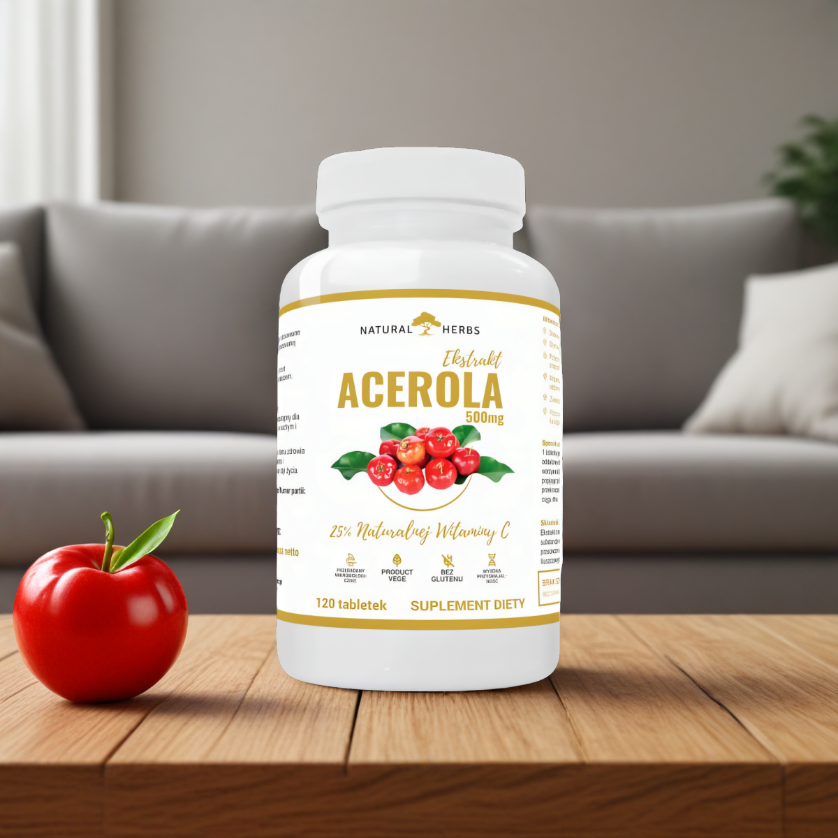 Acerola Ekstrakt 500 mg Naturalna witamina C Alto Pharma - 120 tabletek