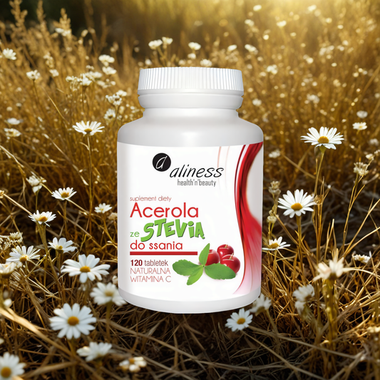 Acerola ze Stevią do ssania Aliness – Naturalna Witamina C – 120 tabletek