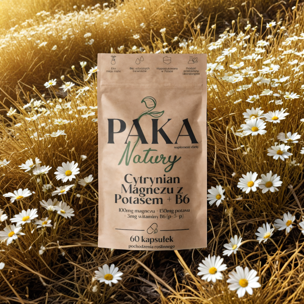 Cytrynian Magnezu z Potasem Paka Natury - Dodatkowo z Witaminą B6 - 60 kapsułek