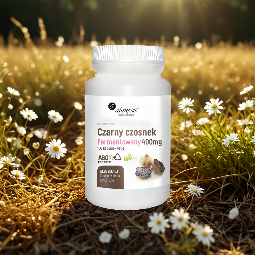 Czarny czosnek fermentowany ABG10+ 400 mg Aliness - 100 kapsułek