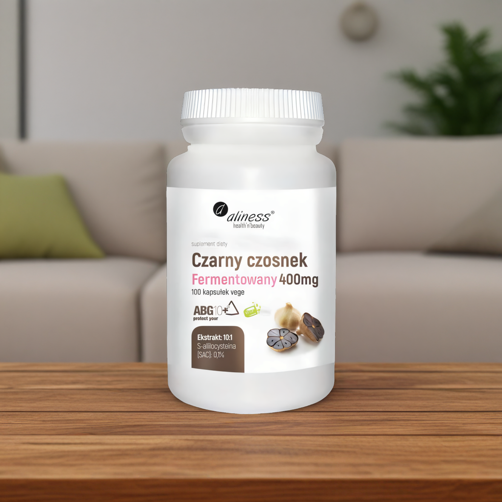Czarny czosnek fermentowany ABG10+ 400 mg Aliness - 100 kapsułek