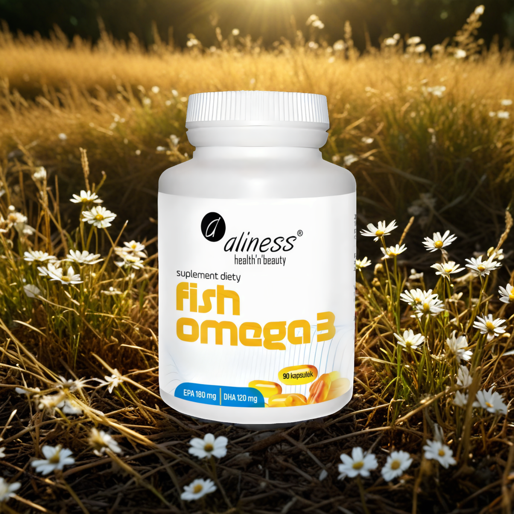 Fish Omega 3 Olej rybi z sardeli europejskiej EPA 180 mg / DHA 120 mg Aliness - 90 kapsułek