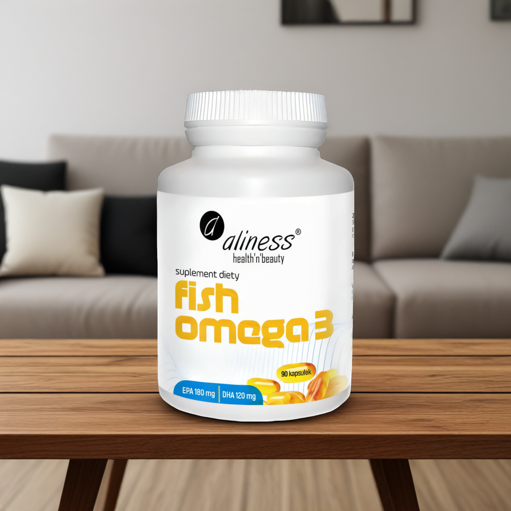 Fish Omega 3 Olej rybi z sardeli europejskiej EPA 180 mg / DHA 120 mg Aliness - 90 kapsułek