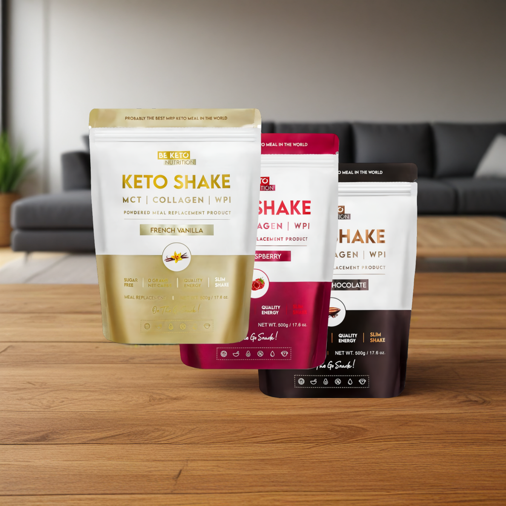 Keto Shake Wzbogacony Olejem MCT oraz Izolatem Białka BeKeto - Różne Smaki 500 g (Smak: naturalna-czekolada)