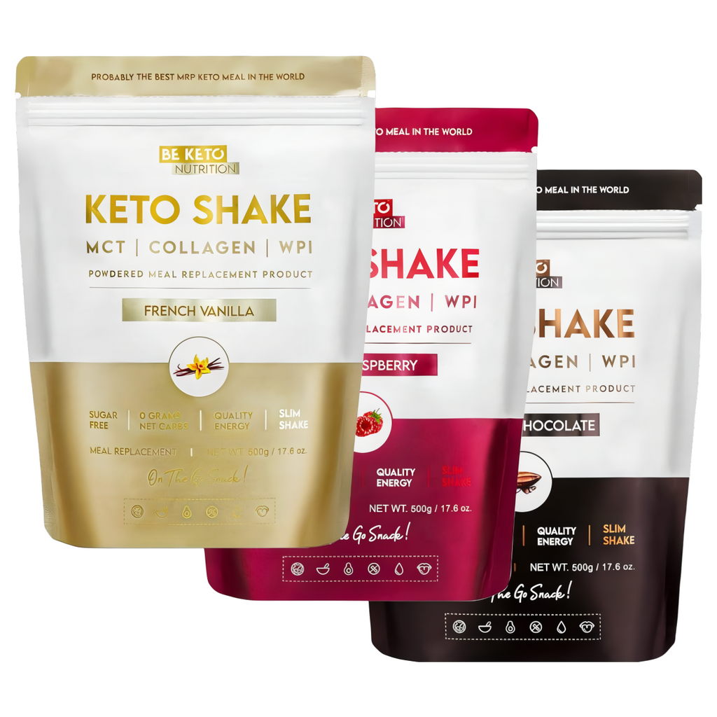 Keto Shake Wzbogacony Olejem MCT oraz Izolatem Białka BeKeto - Różne Smaki 500 g (Smak: naturalna-czekolada)