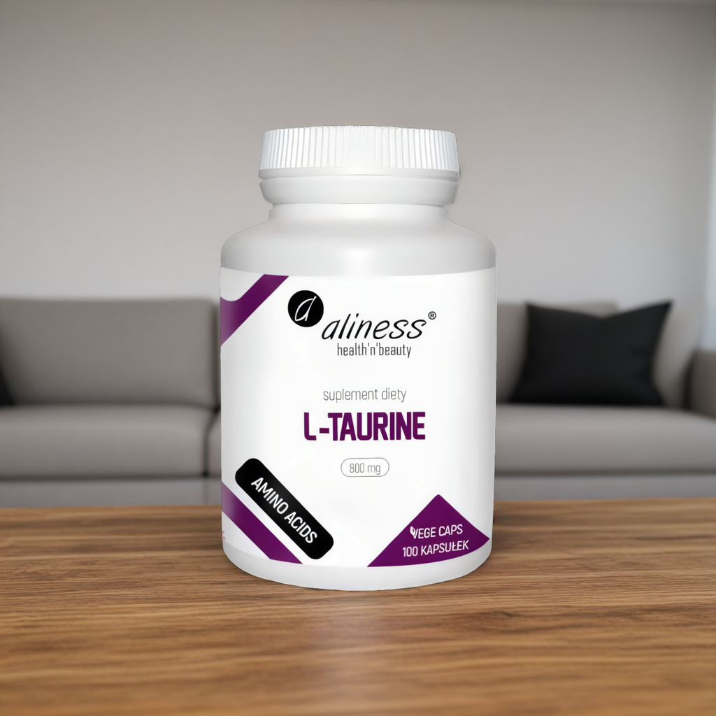 L-TAURINE 800 mg Aliness - Wsparcie mózgu, serca i mięśni - 100 kapsułek