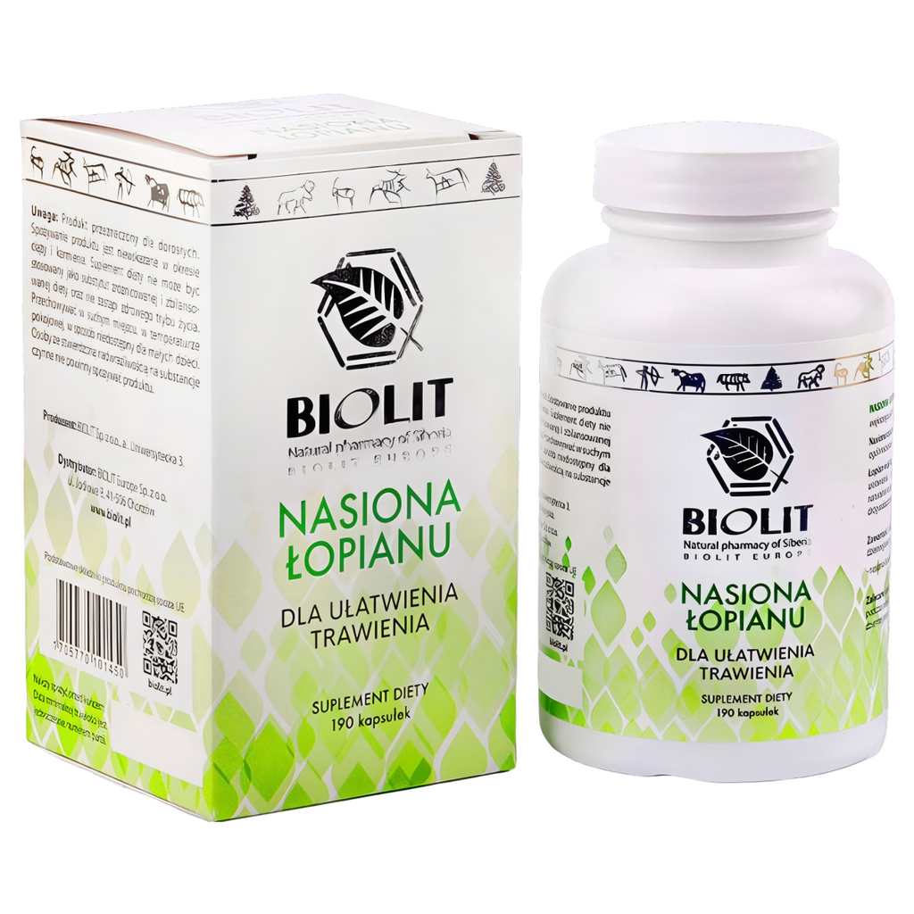 Nasiona łopianu Biolit - Dla ułatwienia trawienia - 190 kapsułek