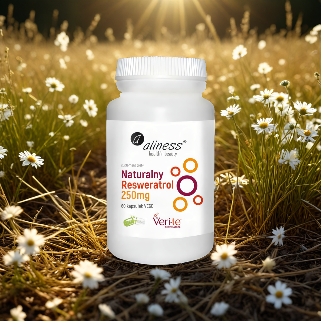 Naturalny Resweratrol 250 mg Aliness - Wspomaga układ krążenia - 60 kapsułek