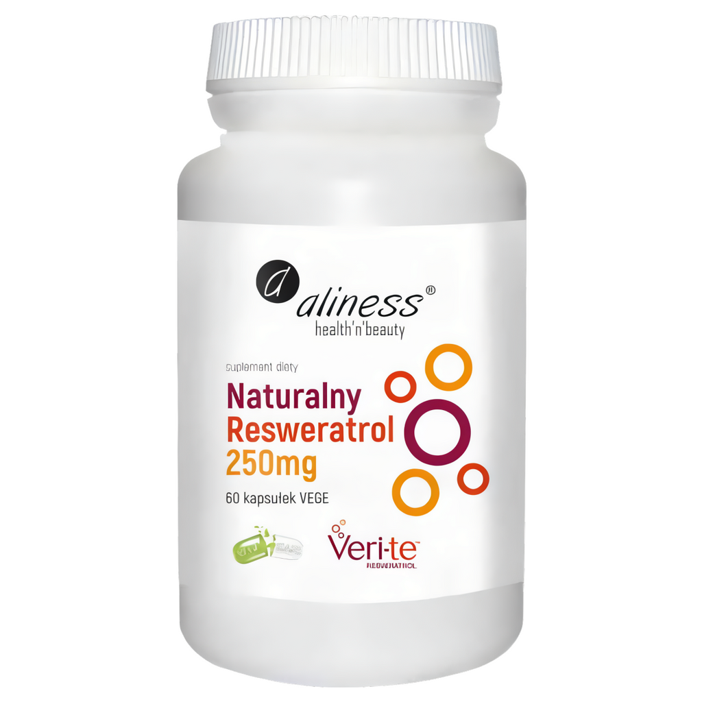 Naturalny Resweratrol 250 mg Aliness - Wspomaga układ krążenia - 60 kapsułek