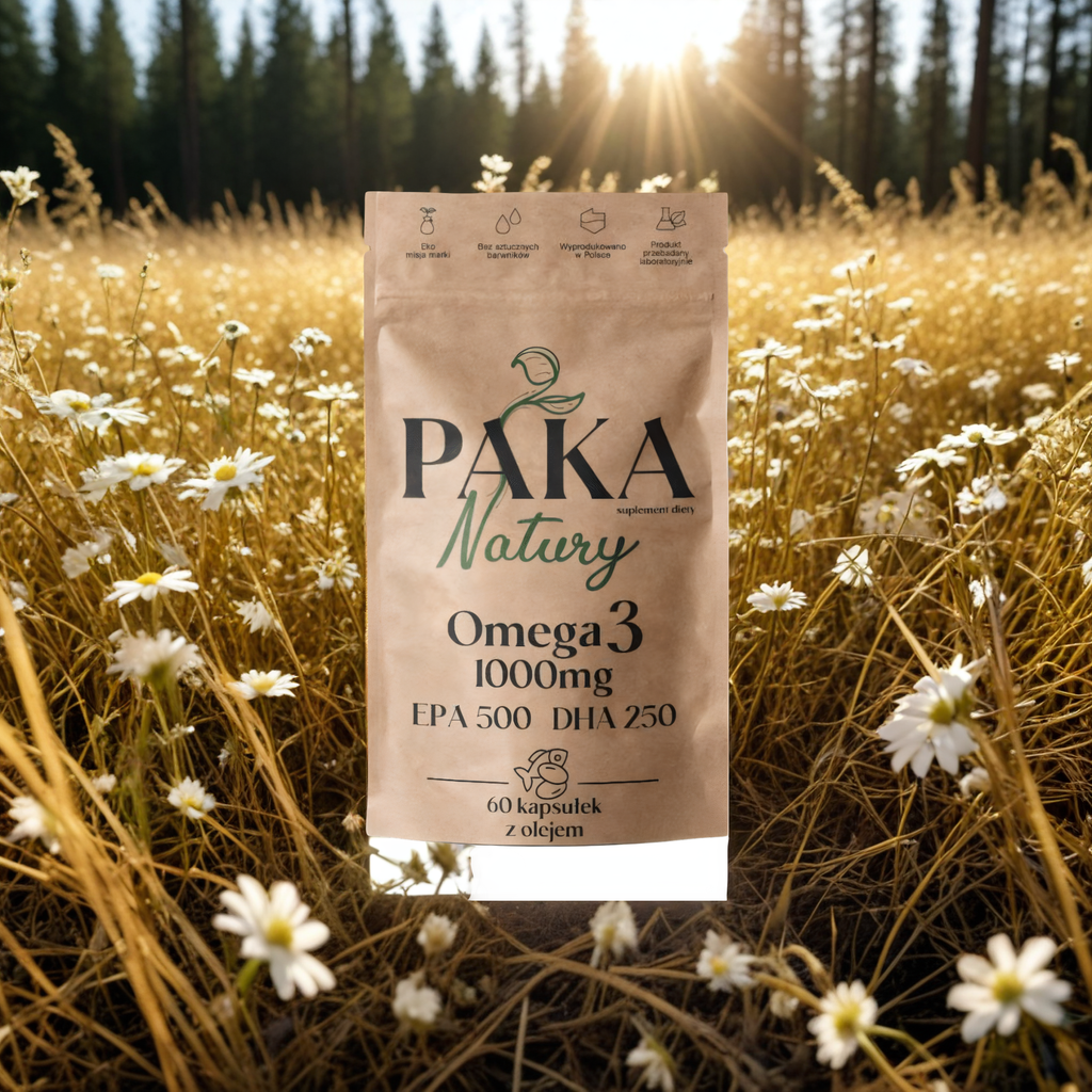 Omega 3 Paka Natury - 1000 mg omegi + witamina E dla wsparcia organizmu - 60 kapsułek z olejem