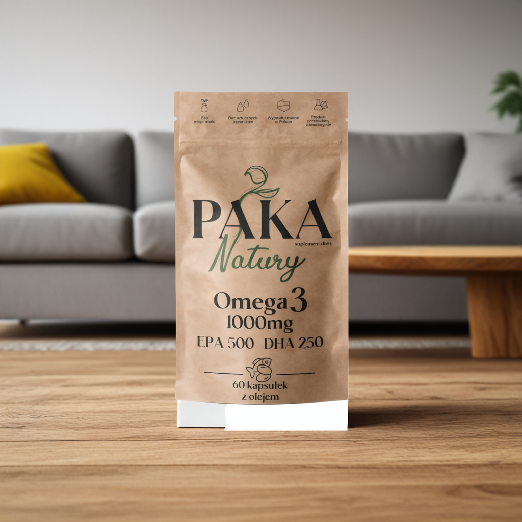Omega 3 Paka Natury - 1000 mg omegi + witamina E dla wsparcia organizmu - 60 kapsułek z olejem
