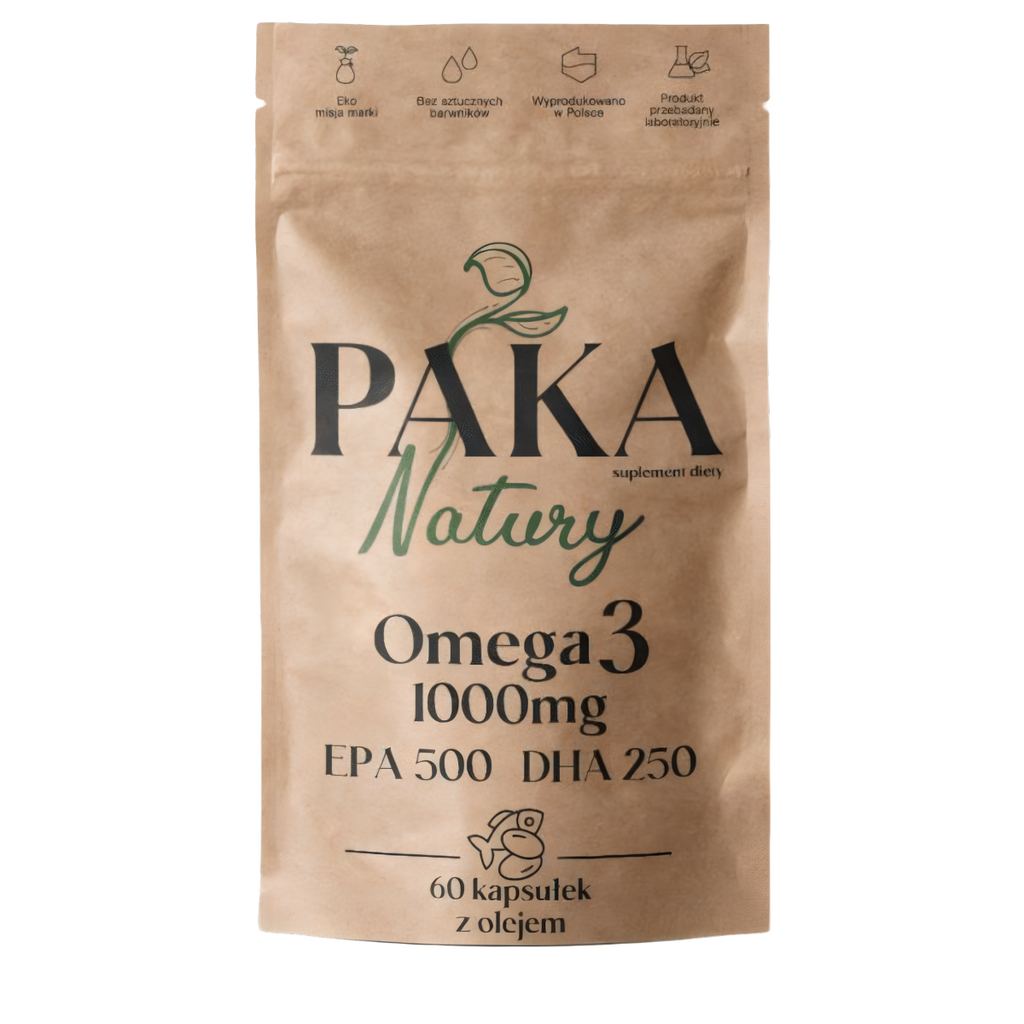 Omega 3 Paka Natury - 1000 mg omegi + witamina E dla wsparcia organizmu - 60 kapsułek z olejem