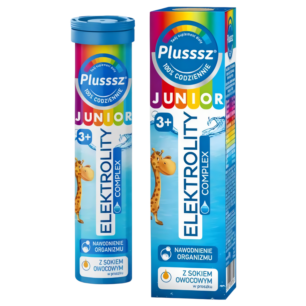 Plusssz JUNIOR Elektrolity Complex Polski Lek - 20 tabletek musujących o smaku pomarańczowym