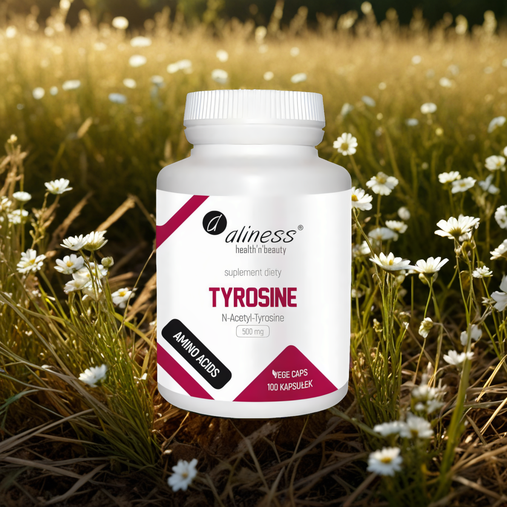 Tyrosine 500 mg N-Acetyl-Tyrosine Aliness - Na przemęczenie i wzmocnienie - 100 kapsułek