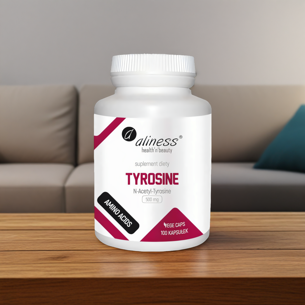 Tyrosine 500 mg N-Acetyl-Tyrosine Aliness - Na przemęczenie i wzmocnienie - 100 kapsułek
