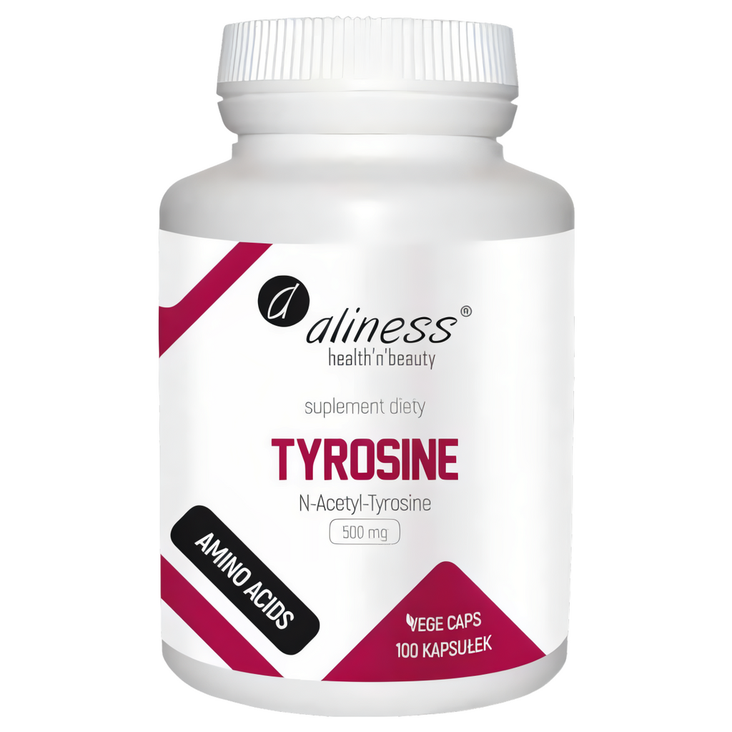 Tyrosine 500 mg N-Acetyl-Tyrosine Aliness - Na przemęczenie i wzmocnienie - 100 kapsułek