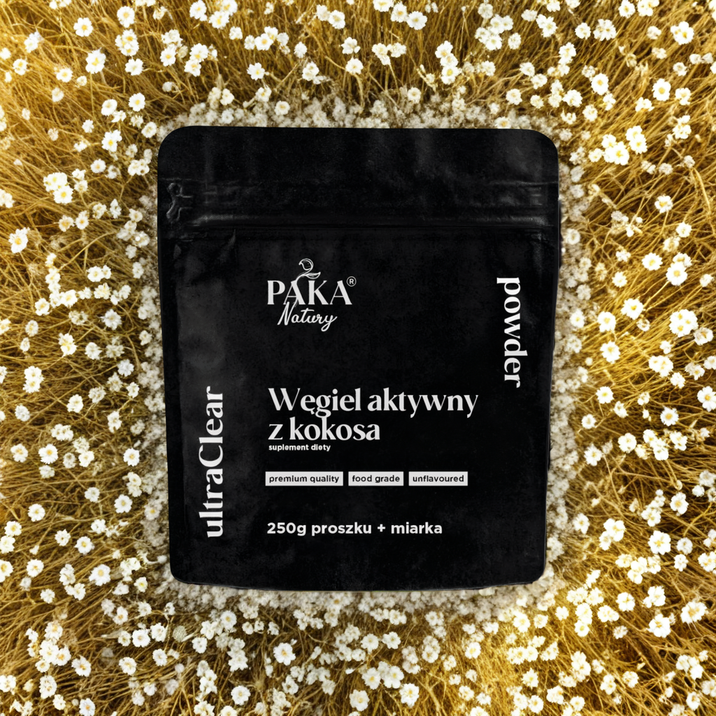 Węgiel aktywny z kokosa Paka Natury - Poprawia komfort trawienny - 250g w proszku