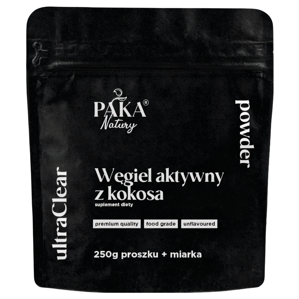 Węgiel aktywny z kokosa Paka Natury - Poprawia komfort trawienny - 250g w proszku