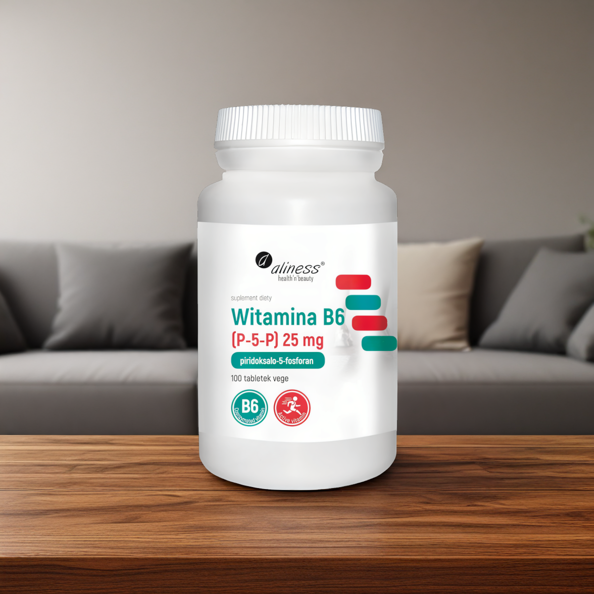 Witamina B6 (P-5-P) 25 mg Aliness - Aktywna forma - 100 tabletek