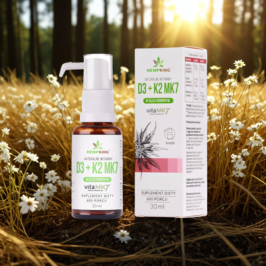 Witamina D3 + K2 MK7 HempKing - Moc witamin w bio oleju konopnym - 30 ml