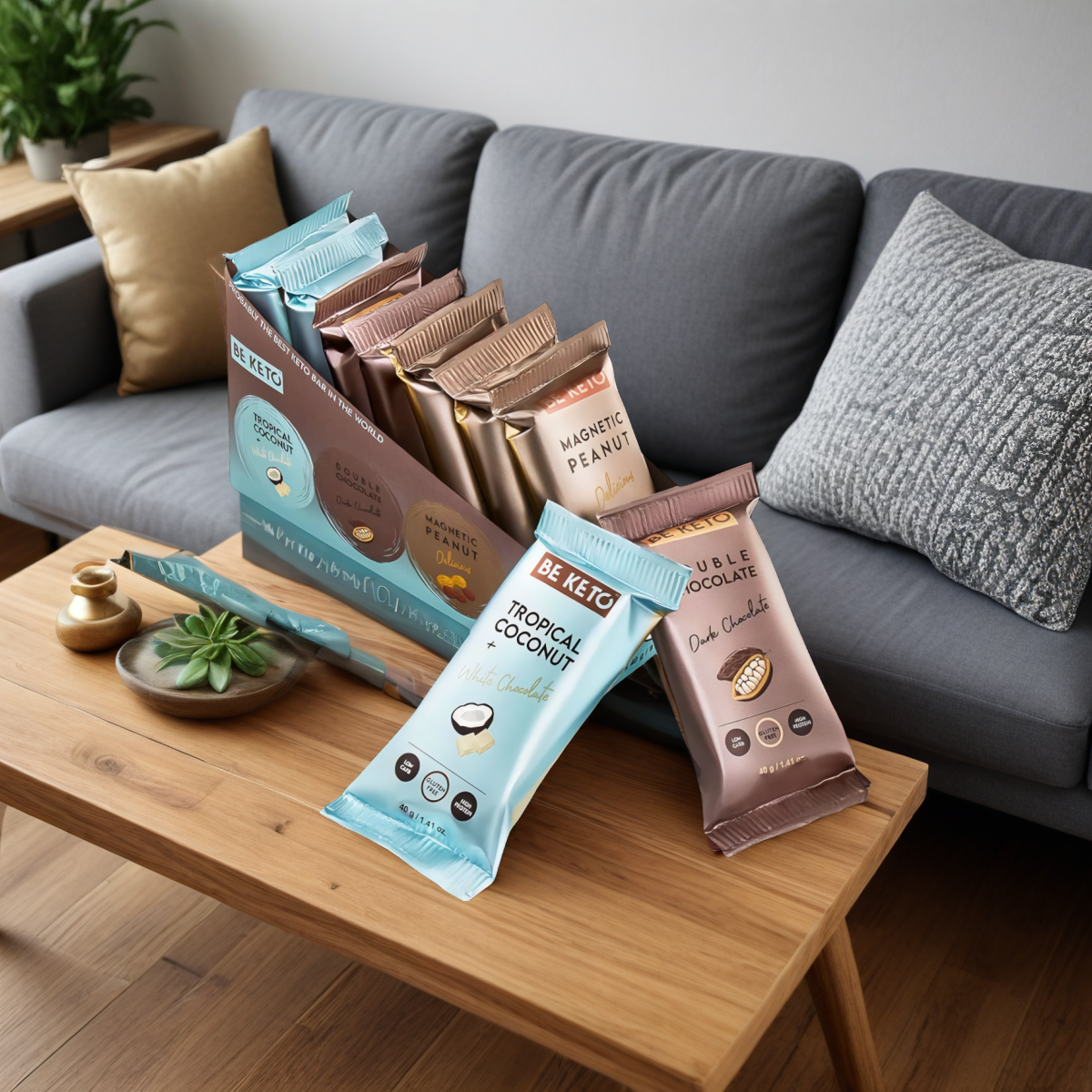 Zestaw Keto Batonów Mix smaków BeKeto – Idealny na szybką energiczną przekąskę – 9 x 40 g