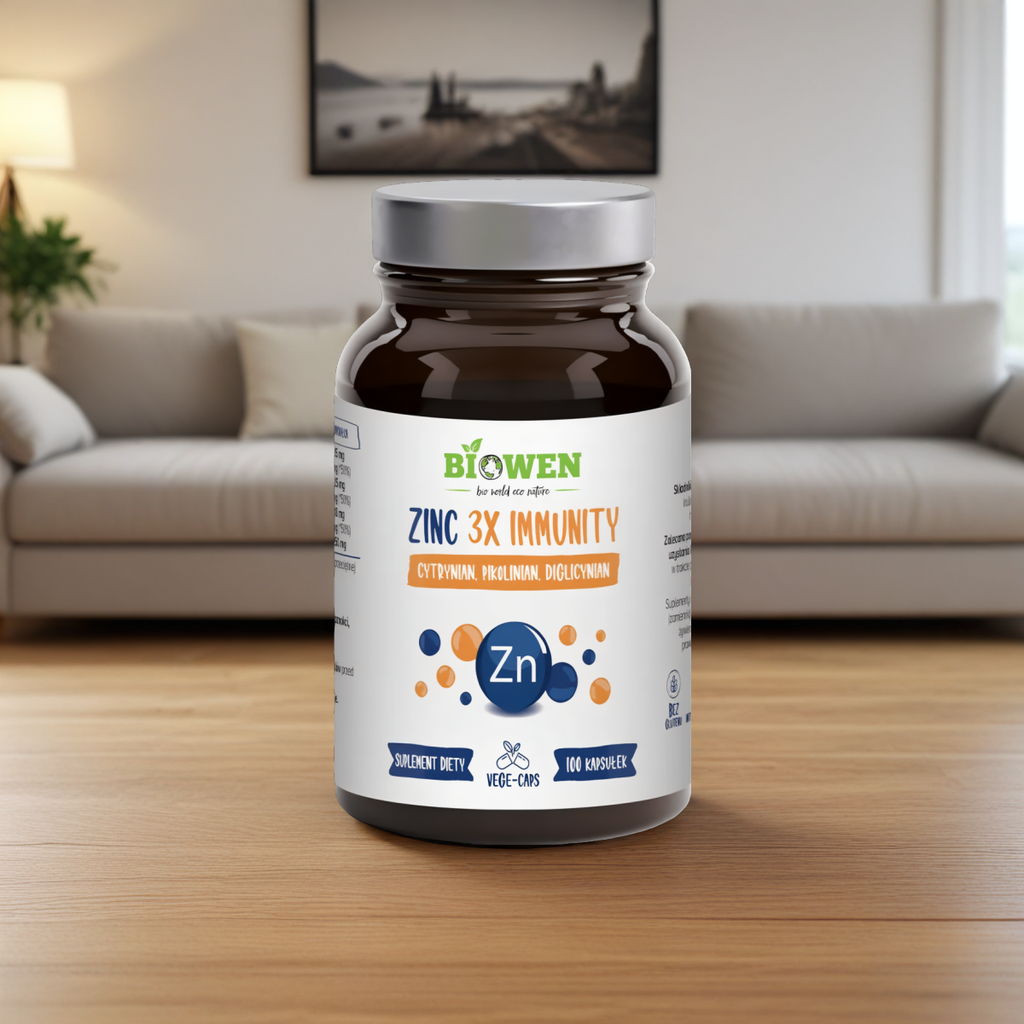 Zinc 3x Immunity Biowen - Cynk Complex - 100 kapsułek